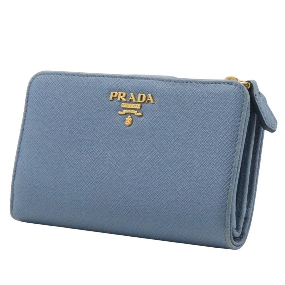 PRADA Bi-Fold Wallet ASTRALE light blue Safiano Women - Picture 3 of 10